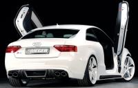 Накладка на бампер задний Audi A5 Coupe (8T) 2008-2011 для автомобилей со сдвоенным глушителем слева c пакетом S-Line в стиле Carbon-Optik