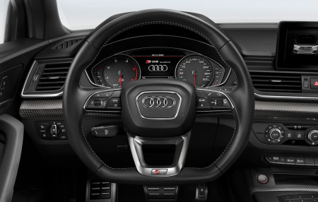 Рулевое колесо для Audi Q5 (8Y) из пакета S-Line со скошенным низом и дополнительными клавишами