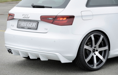 Накладка на бампер задний Audi A3 (8V) 2013-2016, A3 Sportback (8V) 2013-2016 для автомобилей со сдвоенным глушителем слева без пакета S-Line