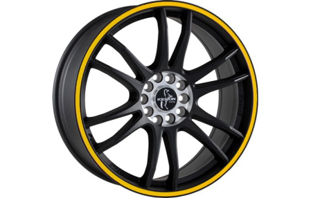 Диск литой R18 Keskin KT12 Racing Matt black polished yellow steel lip