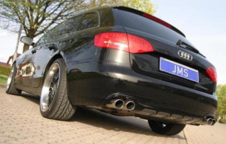 Накладка на бампер задний Audi A4 Sedan (8K/B8) 2008-2011, A4 Avant (8K/B8) 2009-2011 с вырезами для сдвоенного глушителя на две стороны (без пакета S-Line)